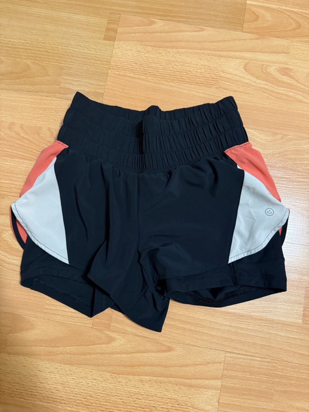 Hollister Gilly Hicks S Black Athletic Shorts with Coral & Light Gray Panels